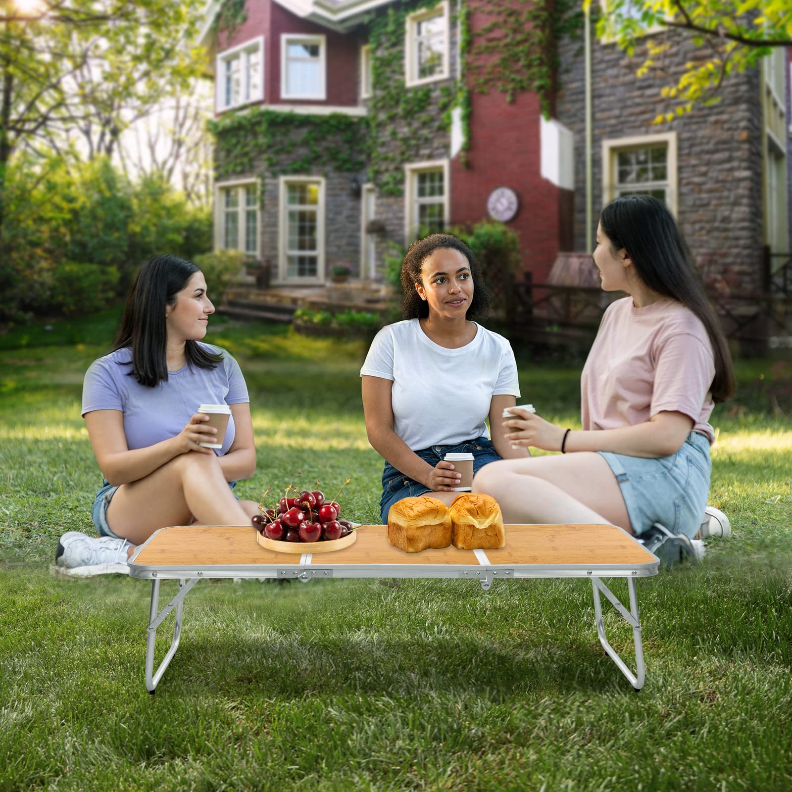 Moosinily 3FT Folding Camping Table - Portable Aluminum Picnic Table for Outdoor, Beach, BBQ - Lightweight & Compact (35.2×15.7 inch) - Perfect for Camping, Tailgating, Backyard Parties & Picnics