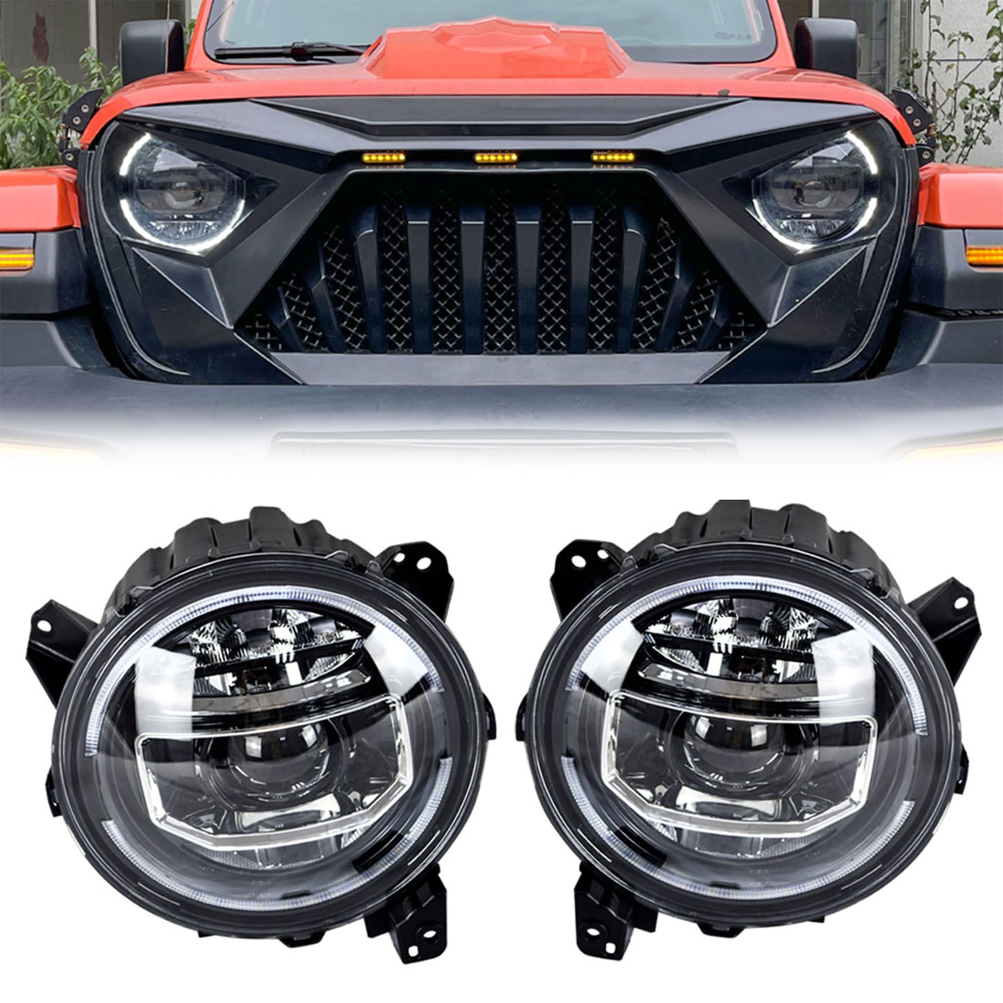 Upgraded LED Halo Headlights for Jeep Wrangler JL & Gladiator JT (2018-2022) | Durable & Bright Off-Road Lighting for Night Driving & Adventure