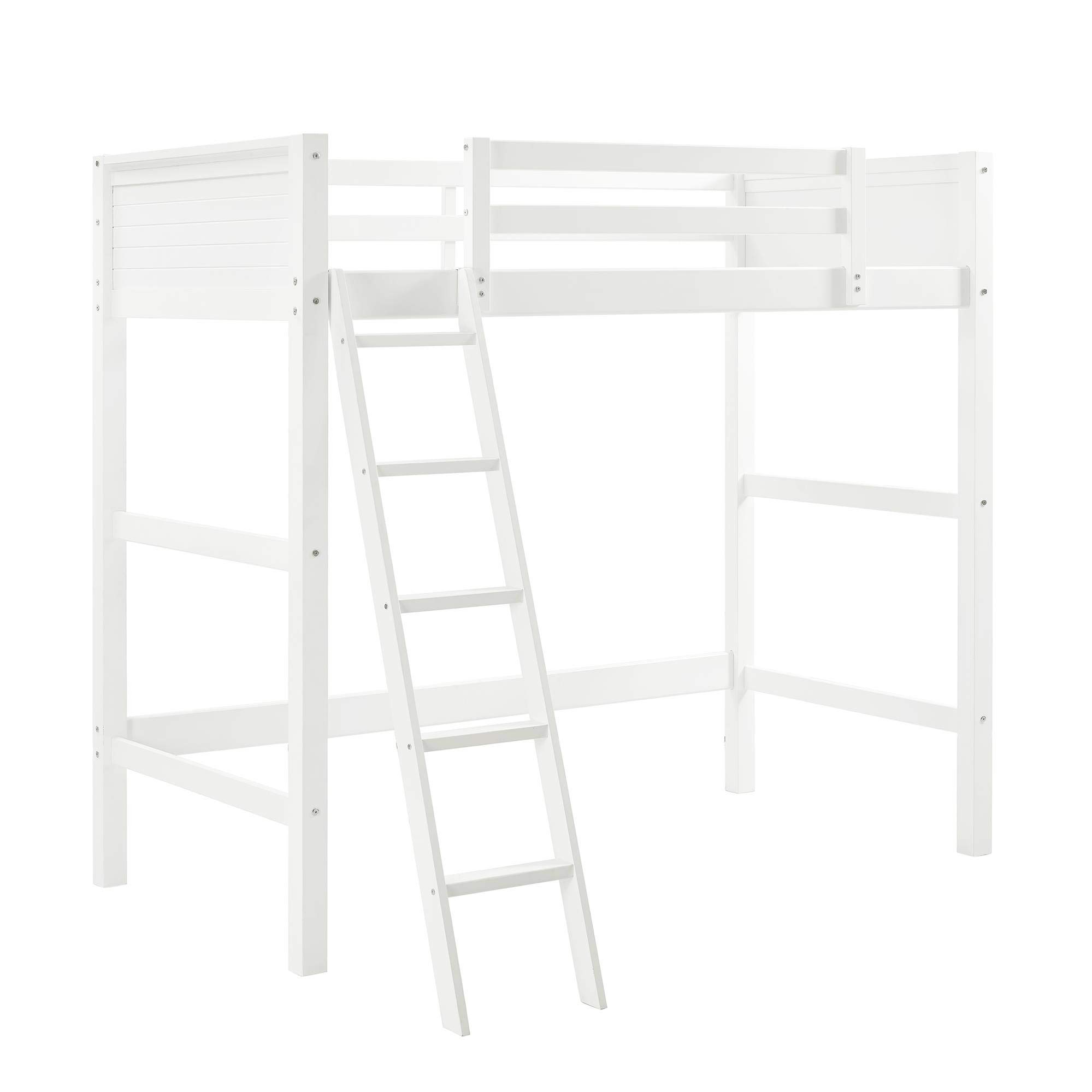DHP Moon Bay Twin Loft Bed in White - Space-Saving Pine Wood Loft Bed for Kids & Teens - Perfect for Small Bedrooms, Dorms & Studio Apartments