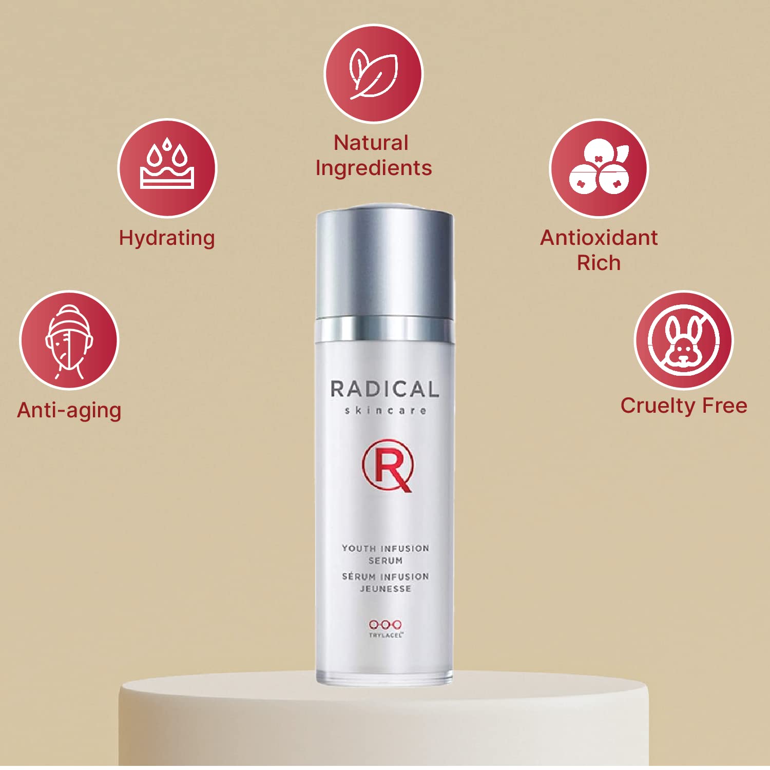 Radical Skincare Youth Infusion Serum - Anti-Aging Face Serum for Wrinkles & Fine Lines | Brightening & Hydrating Treatment | Even Skin Tone | Paraben-Free | Clinically Proven | All Skin Types | 2-Pack (1 Fl Oz Each) | Perfect for Daily Skincare Routine & Nighttime Regimen