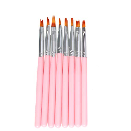 OhhGo 8Pcs Nail Art Brush Set - Professional Nail Painting & Flower Drawing Pens for Manicure - Perfect for DIY Nail Design, Salon Use & Home Nail Care