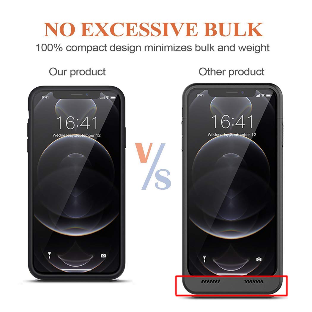 8500mAh Slim Battery Case for iPhone 12 Pro Max (6.7 inch) - Portable Protective Charging Case with CarPlay Support | Rechargeable Power Bank for Travel, Work & Daily Use (Black)