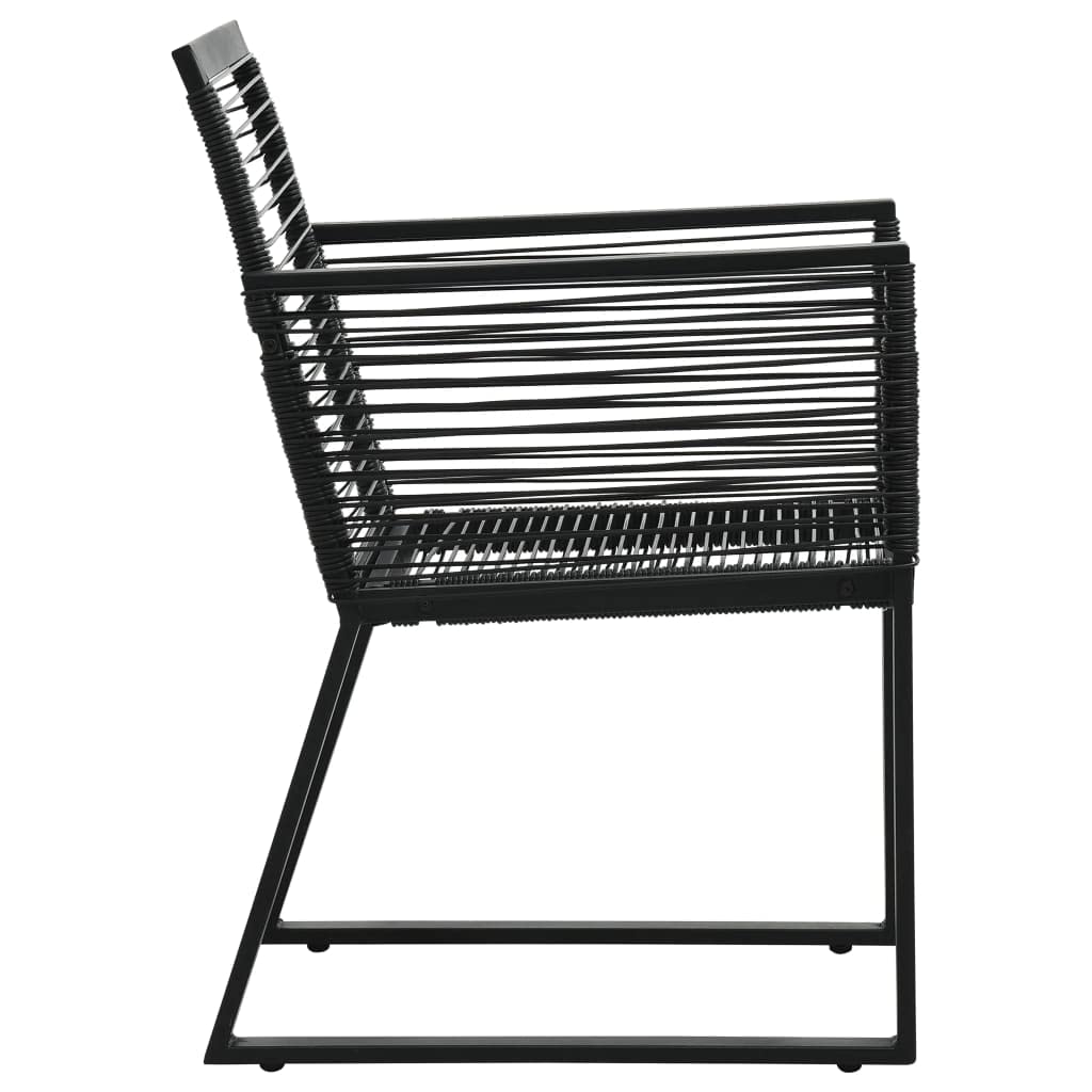 Premium Black PVC Rattan Patio Chairs Set of 2 - Modern Weather-Resistant Outdoor Furniture for Garden, Deck & Backyard - Comfortable Seating with Armrests for Relaxing, Lounging & Entertaining Guests