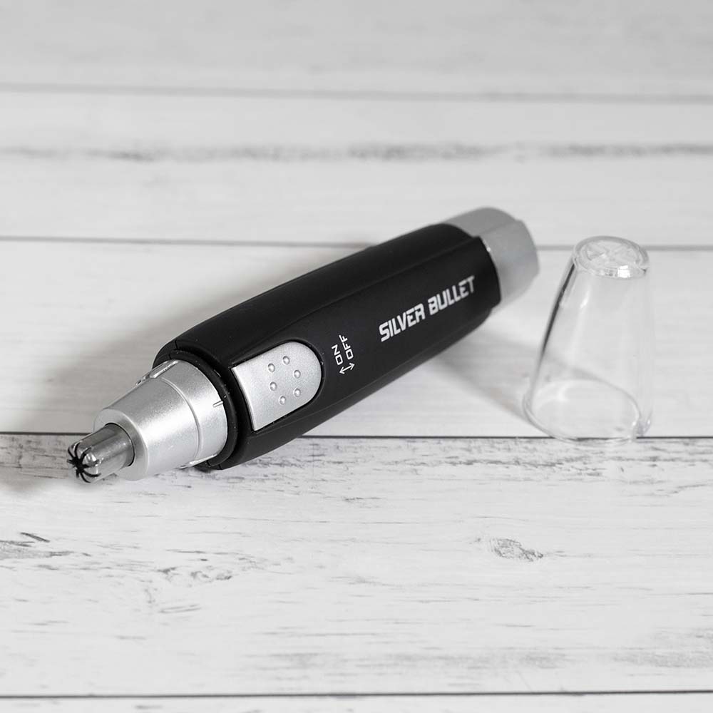 Silver Bullet Nose & Ear Hair Trimmer for Men - Painless Electric Grooming Kit with LED Light - Perfect for Travel, Home & Personal Care Routine