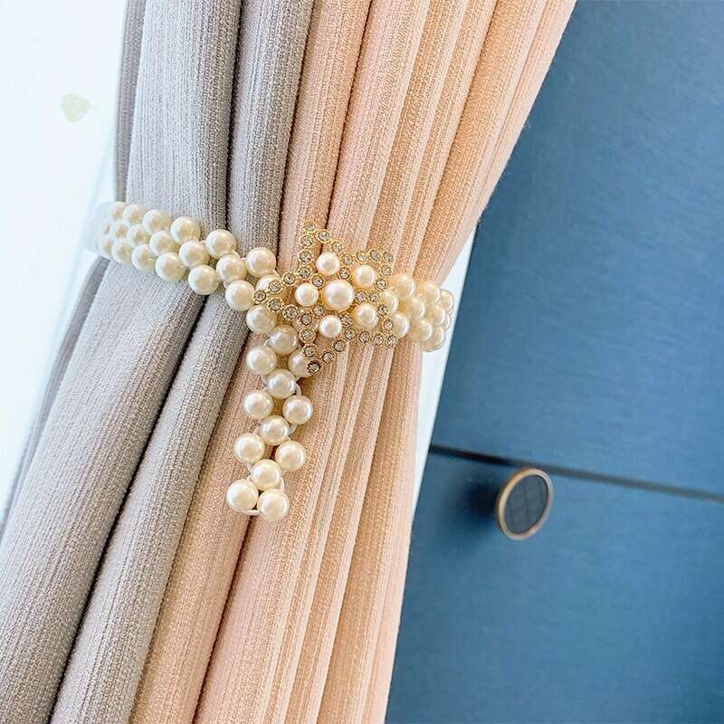 Ethan Pearl Curtain Tiebacks - Elegant Window Drapery Holdbacks for Living Room, Bedroom & Wedding Decor - Premium Home Decor Accessories