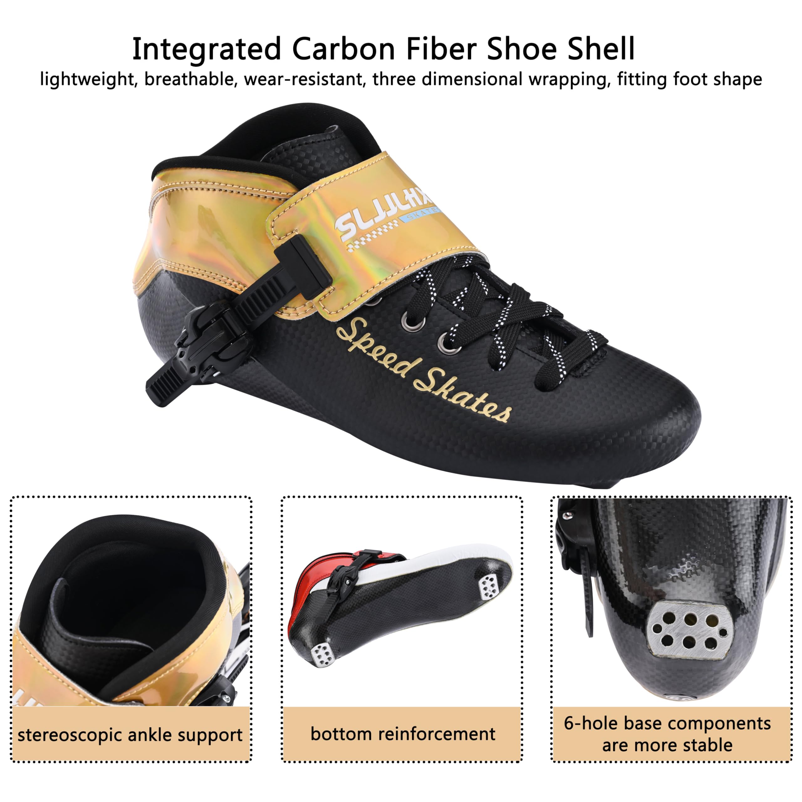 Professional Carbon Fiber Inline Speed Skates for Men & Women - High Performance Fitness & Racing Rollerblades for Adults - Unisex Design for Outdoor Sports, Fitness Training & Speed Skating