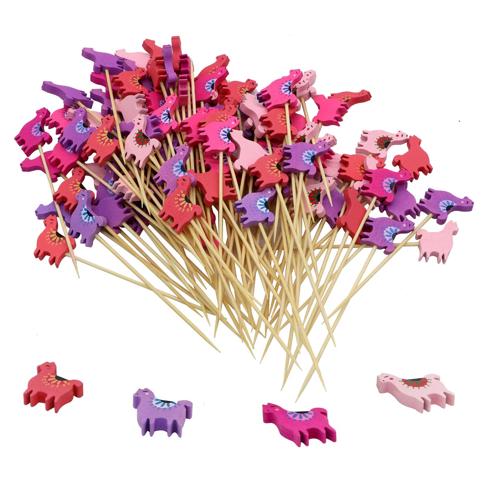 Colorful Wooden Cocktail Sticks - 50pcs Food Toothpicks for Appetizers, Fruit Skewers, Dessert Forks, Cake, Salad, Sandwich & Pastry | Perfect for Party Snacks, Drinks & Entertaining