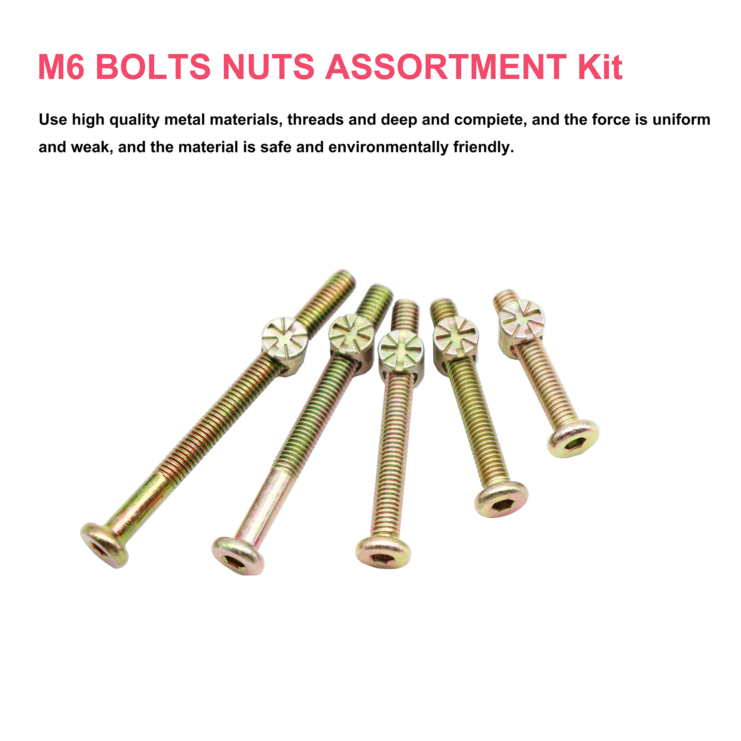 M6 Baby Crib Hardware Kit - 50pcs Bolts & Nuts for Bunk Beds & Furniture - M6x20-60mm - Home & Nursery Use