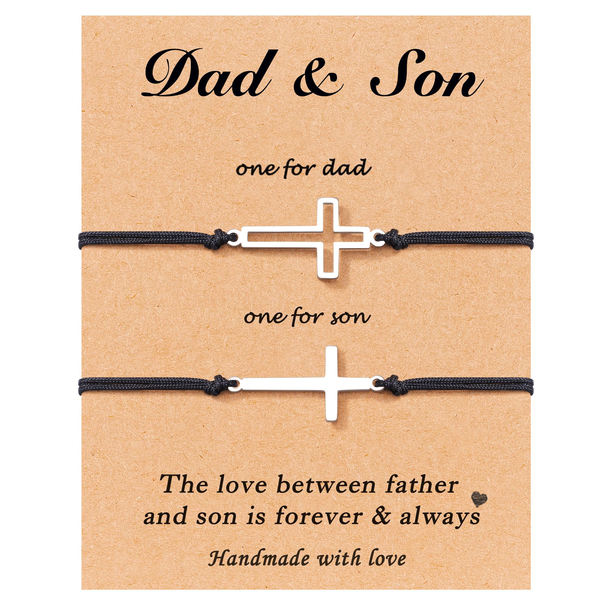 Tarsus Cross Matching Bracelets Set - Gifts for Dad, Mom, Christmas & Birthday - Perfect for Couples, Parents & Loved Ones (Anniversary, Valentine's Day, Wedding Gift Idea)