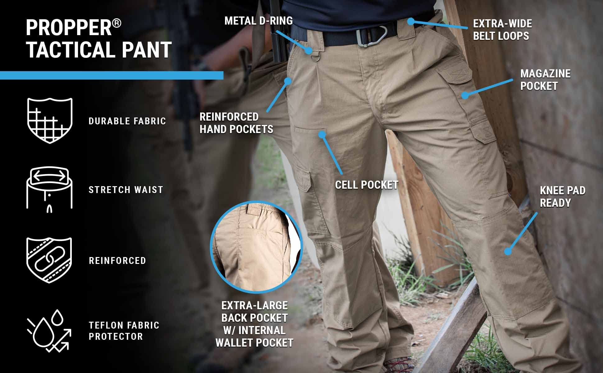 Propper Men's Tactical Canvas Pants - Durable Outdoor Work Pants for Hiking, Camping & Tactical Use