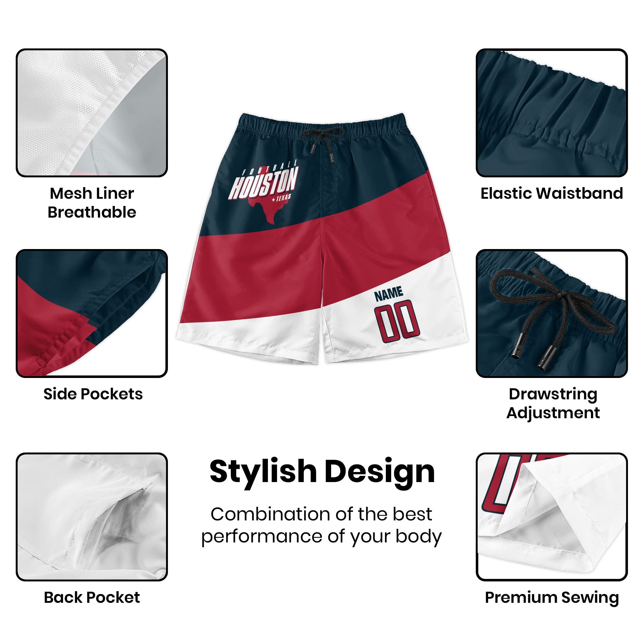 ANTKING Men's & Kids' Quick Dry Beach Shorts - Customizable with Any Name & Number - Perfect for Swimming, Surfing, and Summer Outdoor Activities