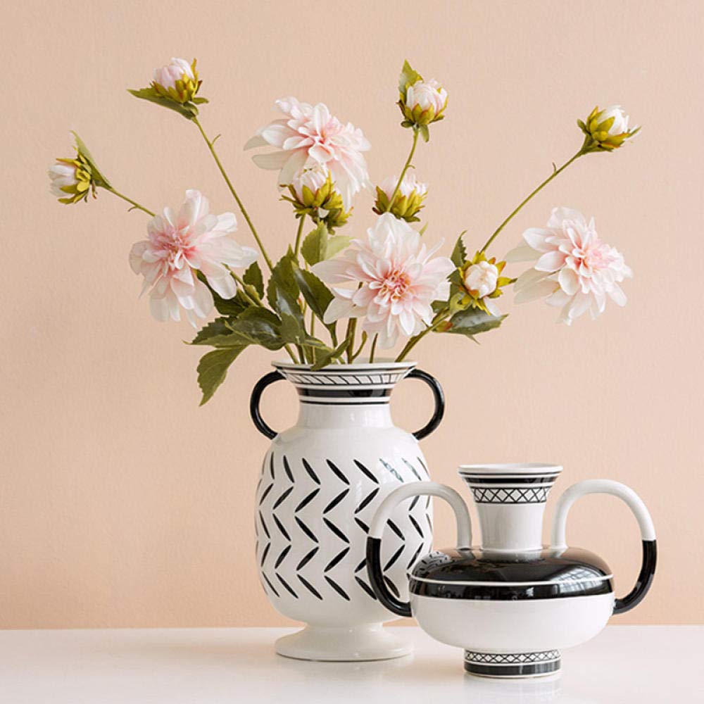 Black and White Ceramic Sculpture Vase - Nordic Creative Simple Living Room Flower Decor, Art & Craft Home Decoration for Modern Interior Design, Perfect for Centerpieces, Wedding Gifts & Housewarming Presents