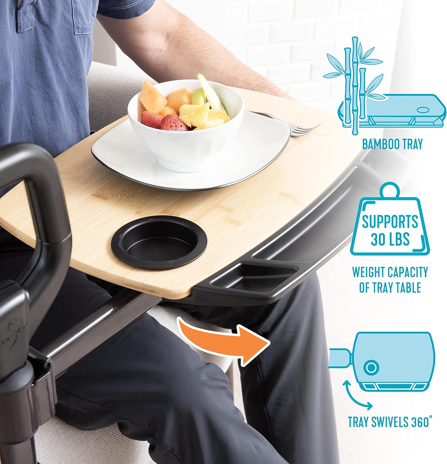 Stander Assist Tray - Adjustable Bedside Table for Meals, Laptops & Books - Perfect for Hospital, Elderly Care & Home Use