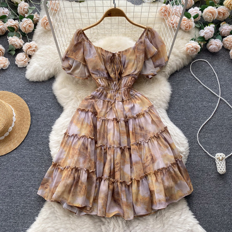 French Print Women's Short Summer Dress - Floral Sleeveless Casual Sundress for Beach, Vacation & Outdoor Activities