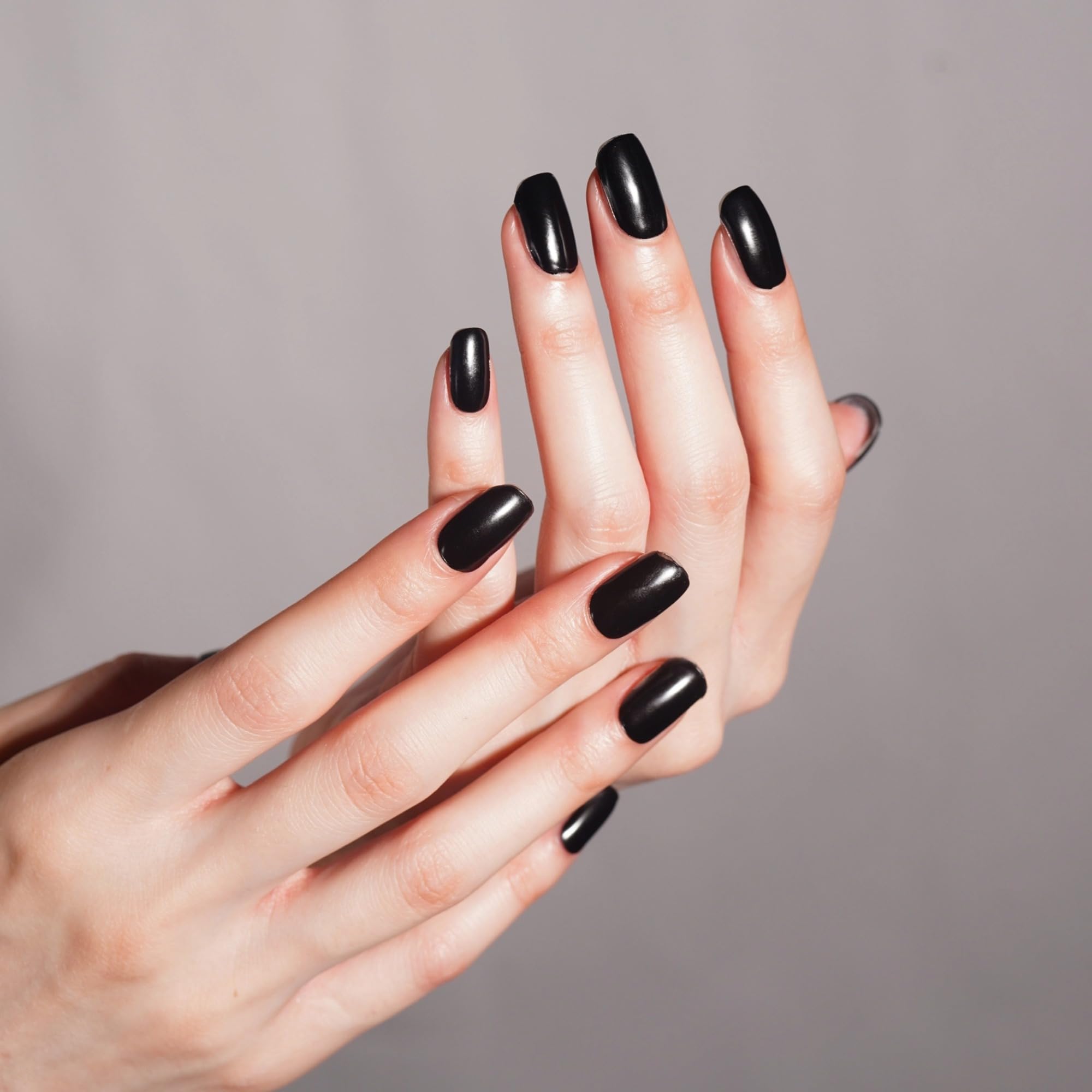 DANNI & TONI Semi Cured Gel Nail Strips - Black Obsidian Glossy Nail Polish Stickers (28 Count) | DIY Salon-Quality Manicure at Home | Perfect for Parties, Weddings & Everyday Wear