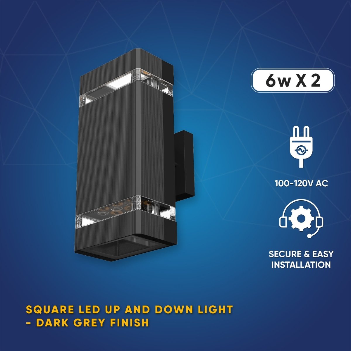 12W LED Wall Lights, Double-Sided Up & Down Lighting, AC100-277V Square Modern Wall Lamp, 3000K Warm White, IP65 Waterproof - Perfect for Hallways, Staircases, and Outdoor Entryways