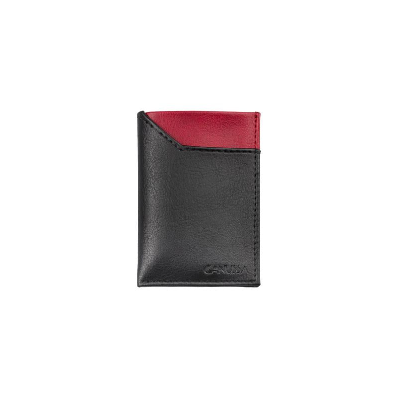 Premium Leather Cardholder Wallet - Slim RFID Blocking ID & Credit Card Holder for Men & Women - Perfect for Travel, Business & Everyday Use (Black/Red, Canussa Brand)