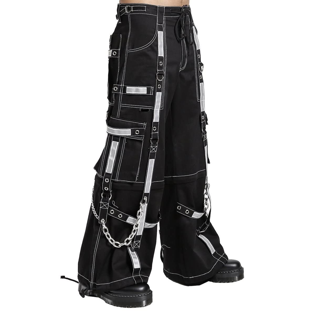 Tripp Men's Gothic Bondage Reflective Pants - Punk Rock Emo Style Alternative Trouser Shorts for Concerts & Alternative Fashion