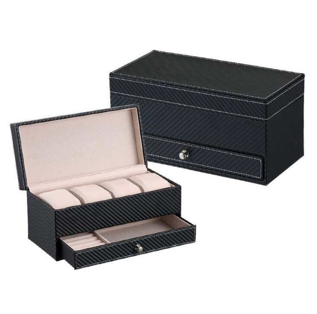DPPAN Luxury PU Leather Watch Box for Women - Jewelry Display Organizer with Removable Pillow & Metal Buckle - Holds 4 Watches (Black) - Perfect for Watch Storage, Gift Giving & Travel Accessories