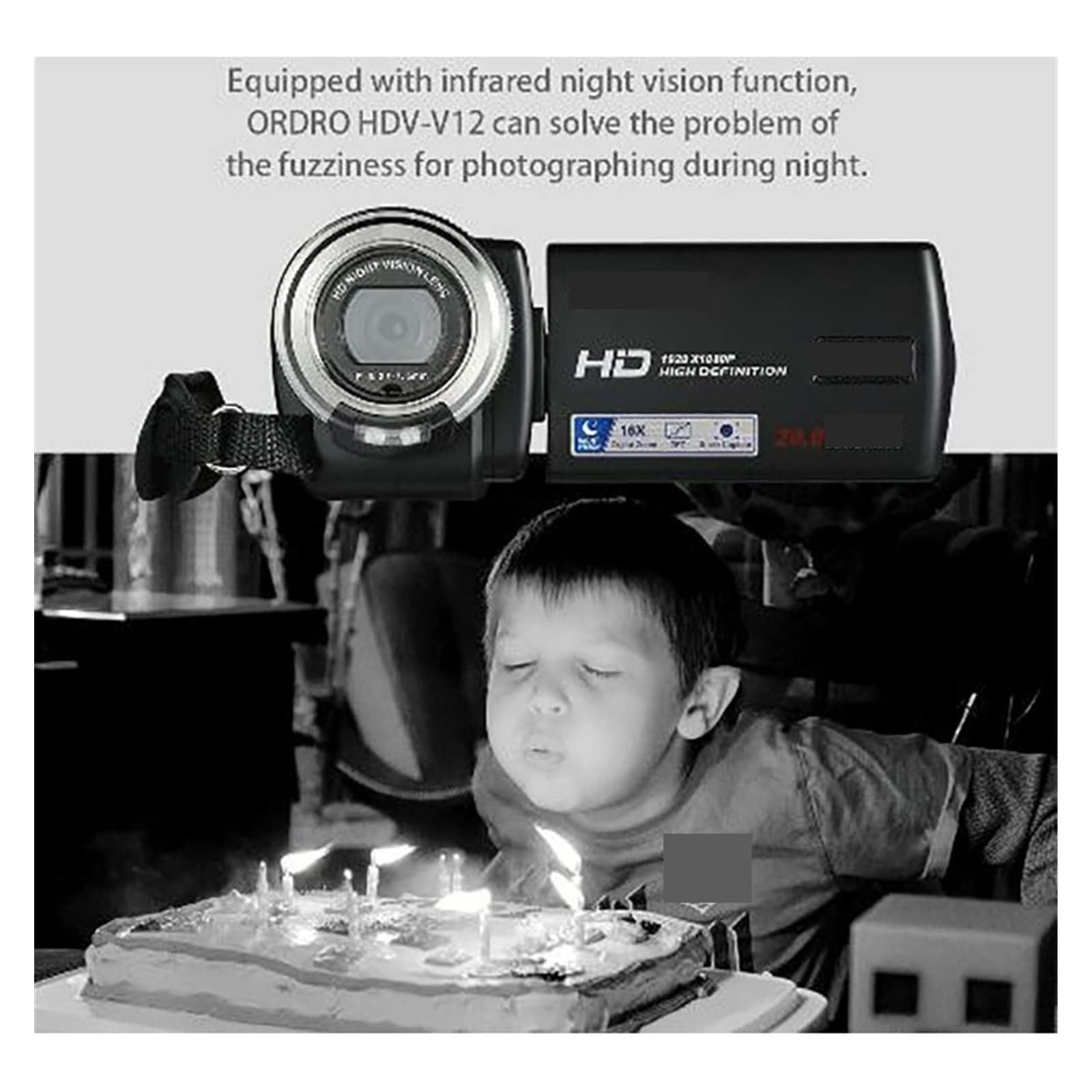 BODORME 1080P Full HD Video Camera with Infrared Night Vision - Digital Camcorder for Vlogging, Home Security, and YouTube Video Shooting - Perfect for Bloggers, Travel, and Indoor/Outdoor Recording