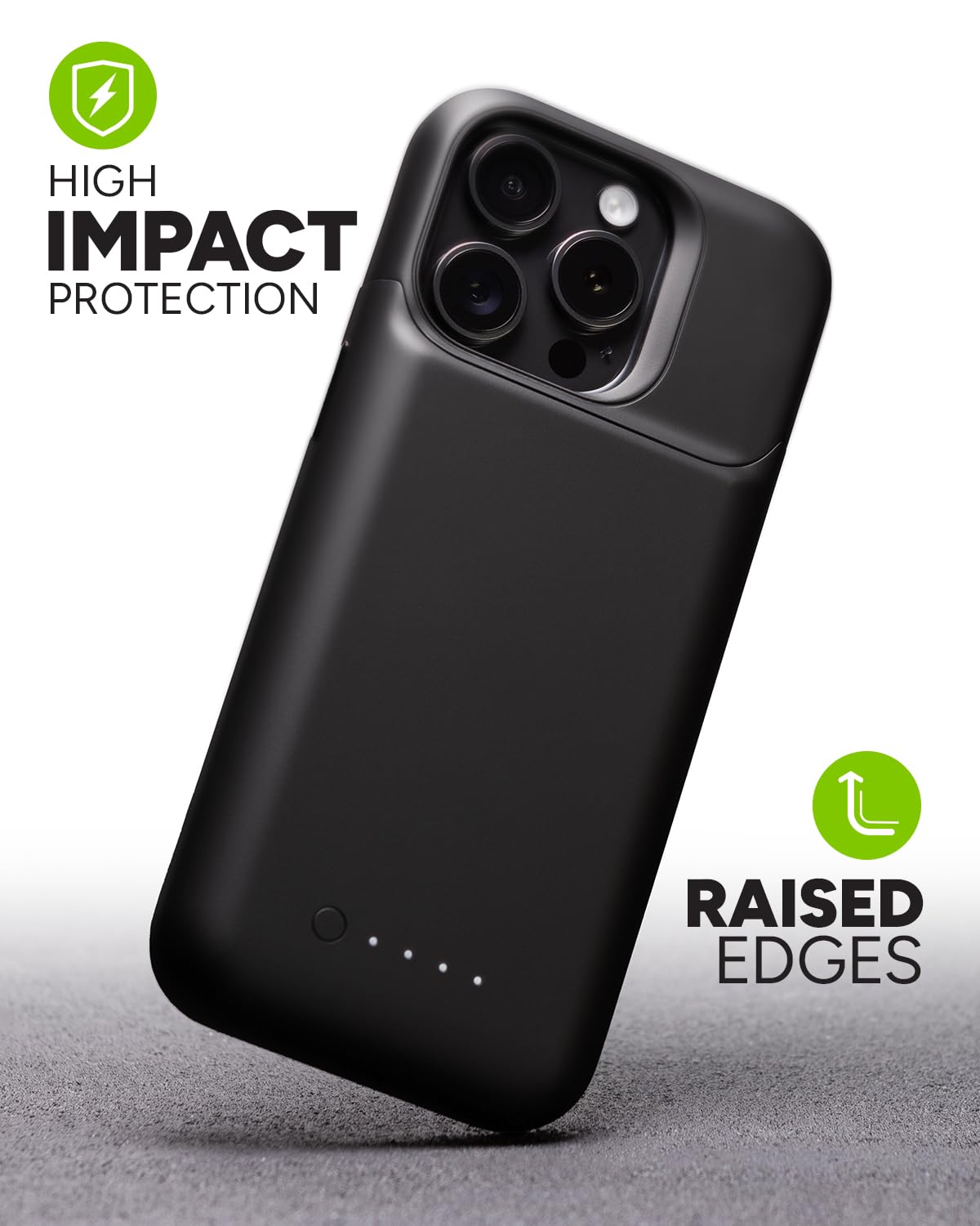 Mophie Juice Pack iPhone 15 Pro Battery Case - 50% Extra Battery Life | 6ft Drop Protection | Eco-Friendly Design (Black) - Perfect for Travel, Outdoor Adventures & Daily Commute