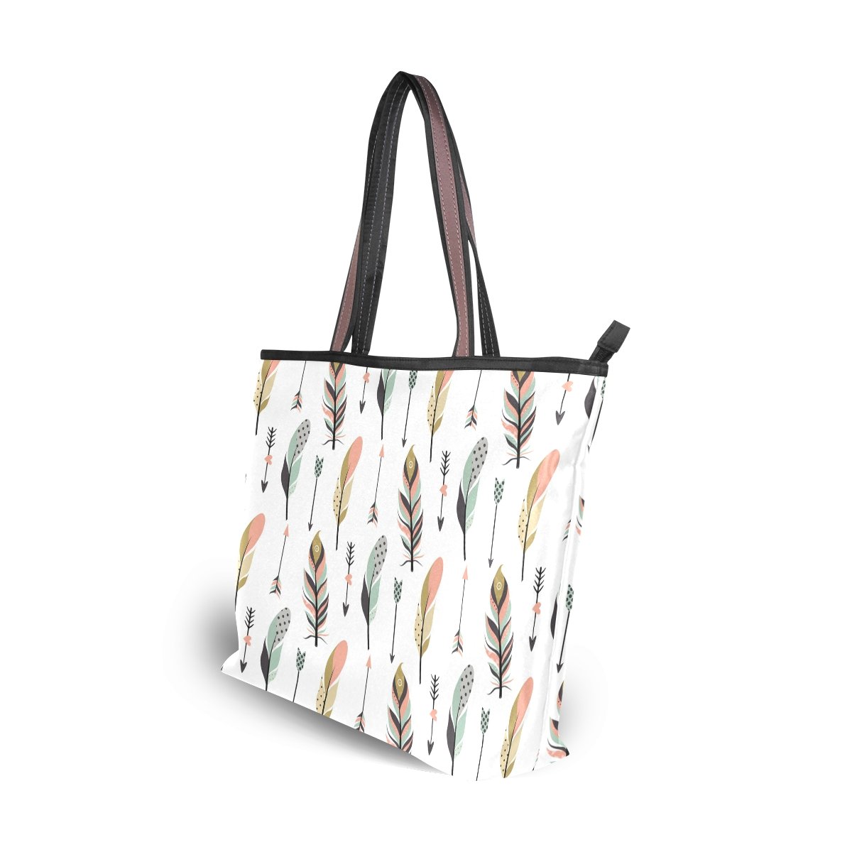 Large Beach Tote Bag for Women with Tribal Feather and Arrow Design - Top Handle & Shoulder Carry - Perfect for Pool, Travel, and Summer Outings