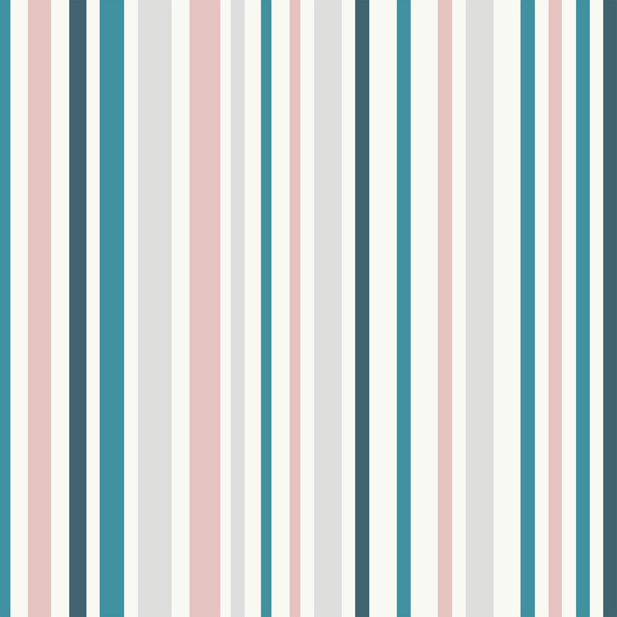 Teal and White Striped Peel and Stick Removable Wallpaper 0297 - Self-Adhesive Decorative Wall Covering for Bedroom, Living Room, Nursery & Office Decor
