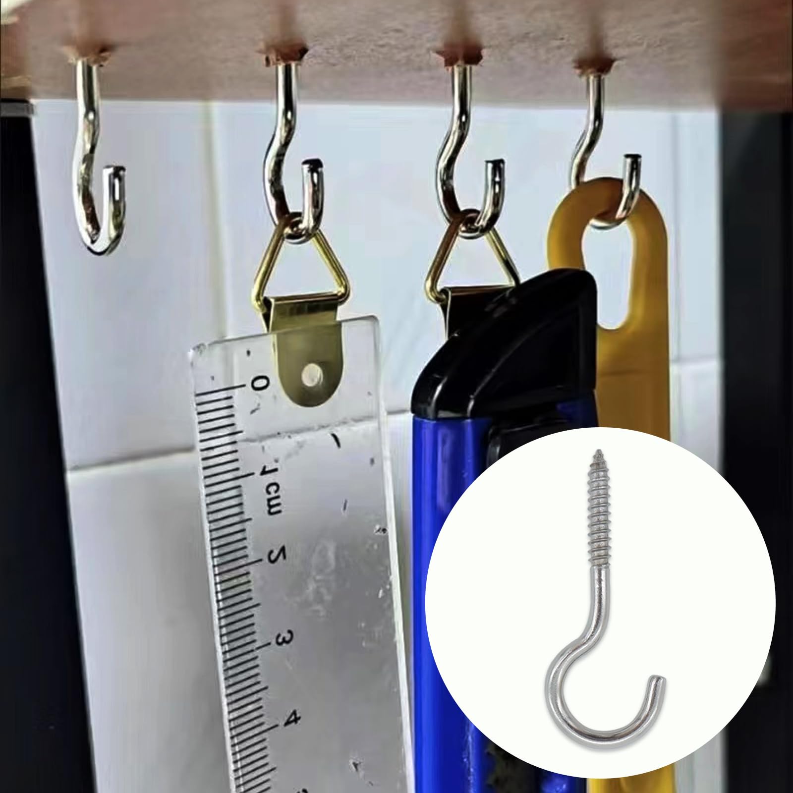 24 Pack M6 304 Stainless Steel Screw Eye Hooks - 2.5 Inch Heavy Duty Eye Bolts - 200LB Load Bearing Capacity - Self-Tapping Eye Ring Hooks for Wood, Metal & DIY Projects - Perfect for Hanging Plants, Hammocks & Outdoor Decor