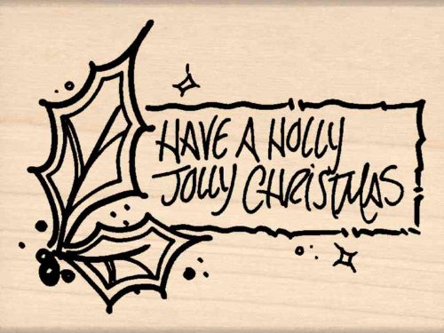 Christmas Rubber Stamp Set - Holly Jolly Holiday Design for DIY Greeting Cards, Gift Wrapping & Scrapbooking | Stamps by Impression