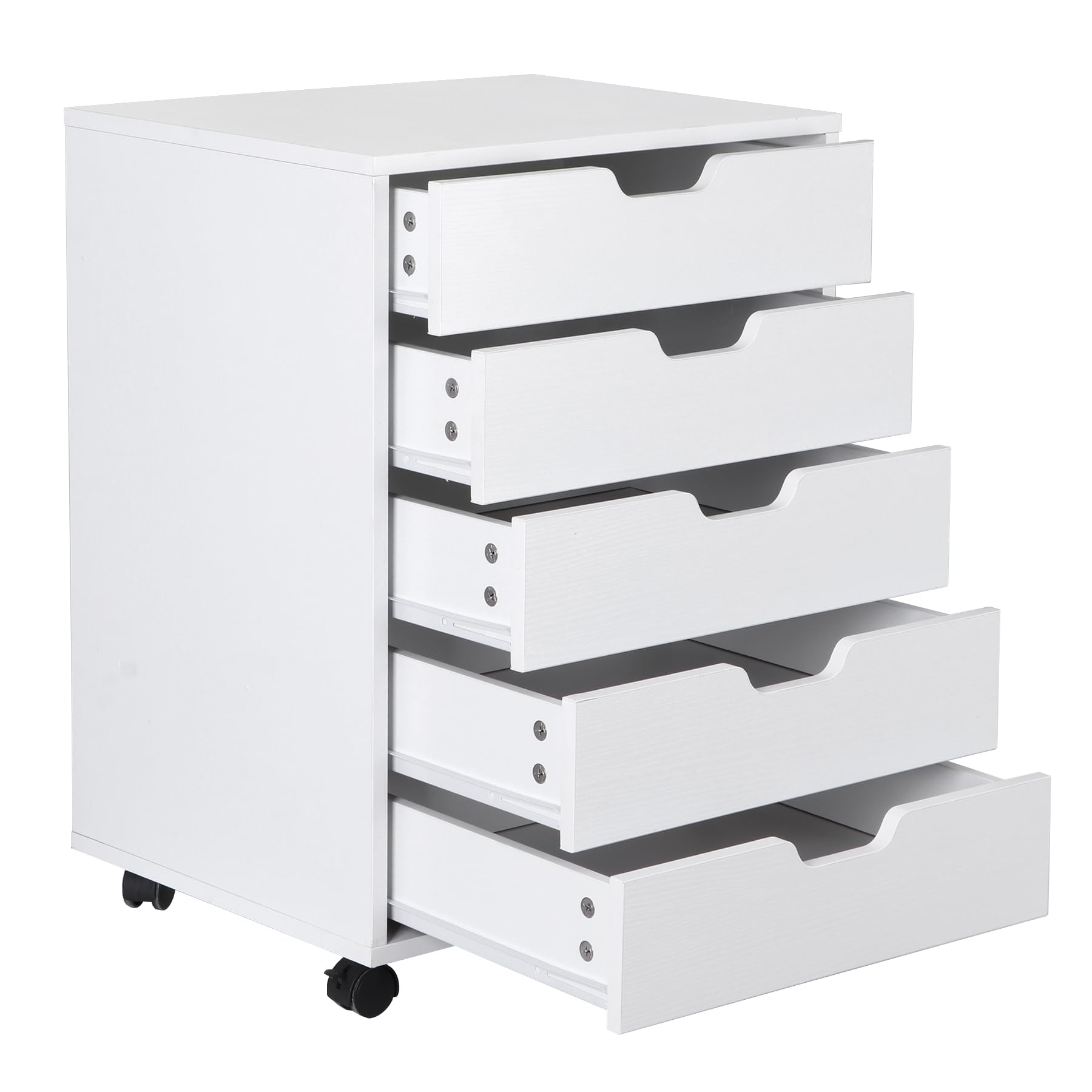 5-Drawer Mobile File Cabinet with Wheels - Under Desk Storage Organizer for Home Office, Small Rolling File Chest & Printer Stand - Modern White Office Furniture for Documents & Supplies (Large, NF0293) - Perfect for Home Offices, Small Spaces & Workspace Organization