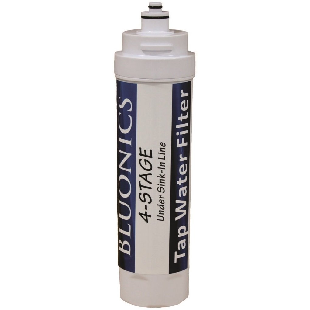 BLUONICS 4-Stage Under Sink Water Filter Replacement Cartridge - Compatible with Direct In-Line Filtration System | Improves Tap Water Taste & Safety for Drinking, Cooking & Coffee Making