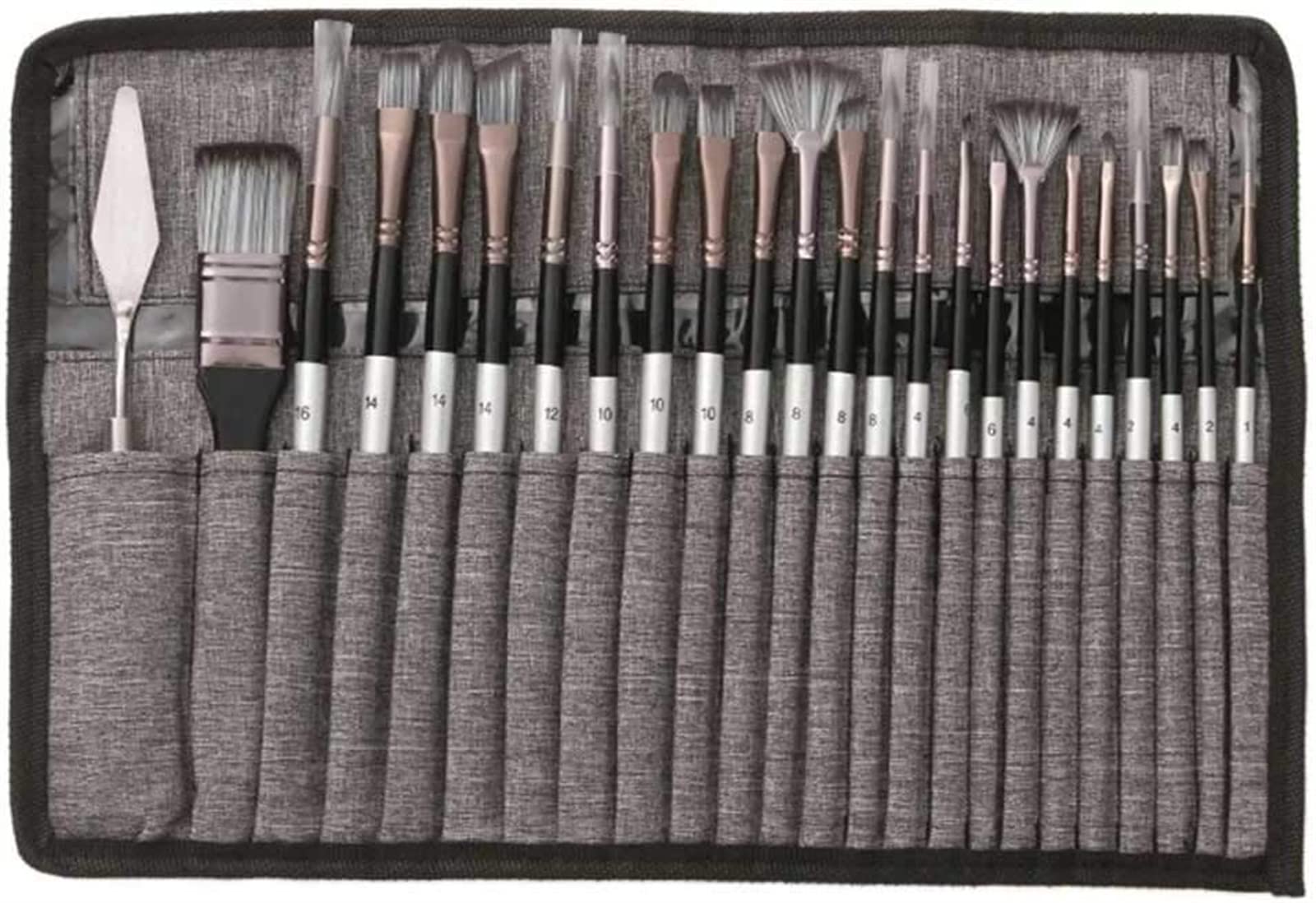 24-Piece Nylon Hair Wooden Handle Watercolor Paint Brush Set - Perfect for Artists, Students & DIY Projects (Scrubbing & Scraping Tools Included)