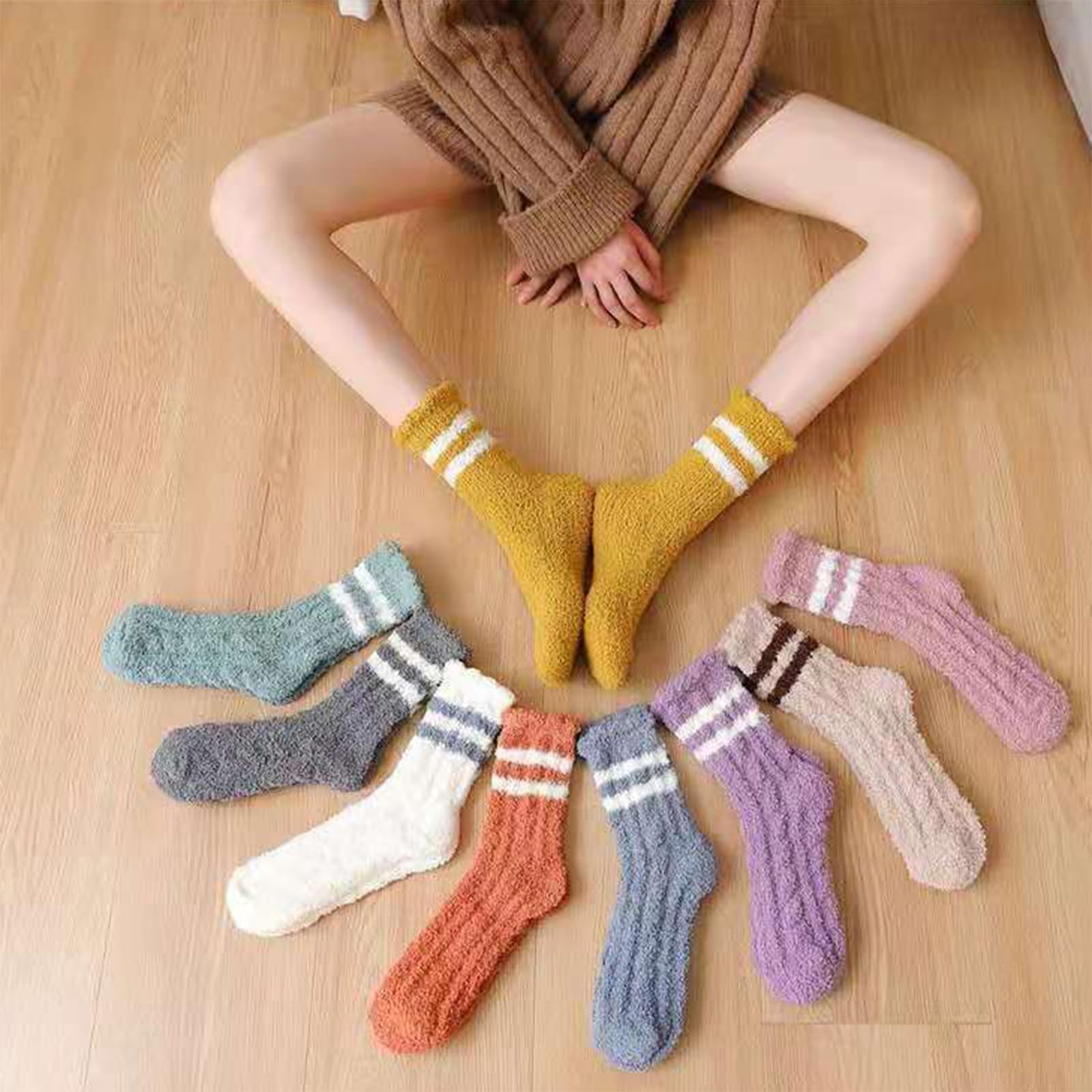 Tergy 20 Pairs Fuzzy Socks for Women - Ultra Soft Cozy Fluffy Winter Socks, Warm Microfiber Fleece Bed Socks & Plush House Slippers | Perfect for Sleeping, Lounging & Cold Weather Comfort