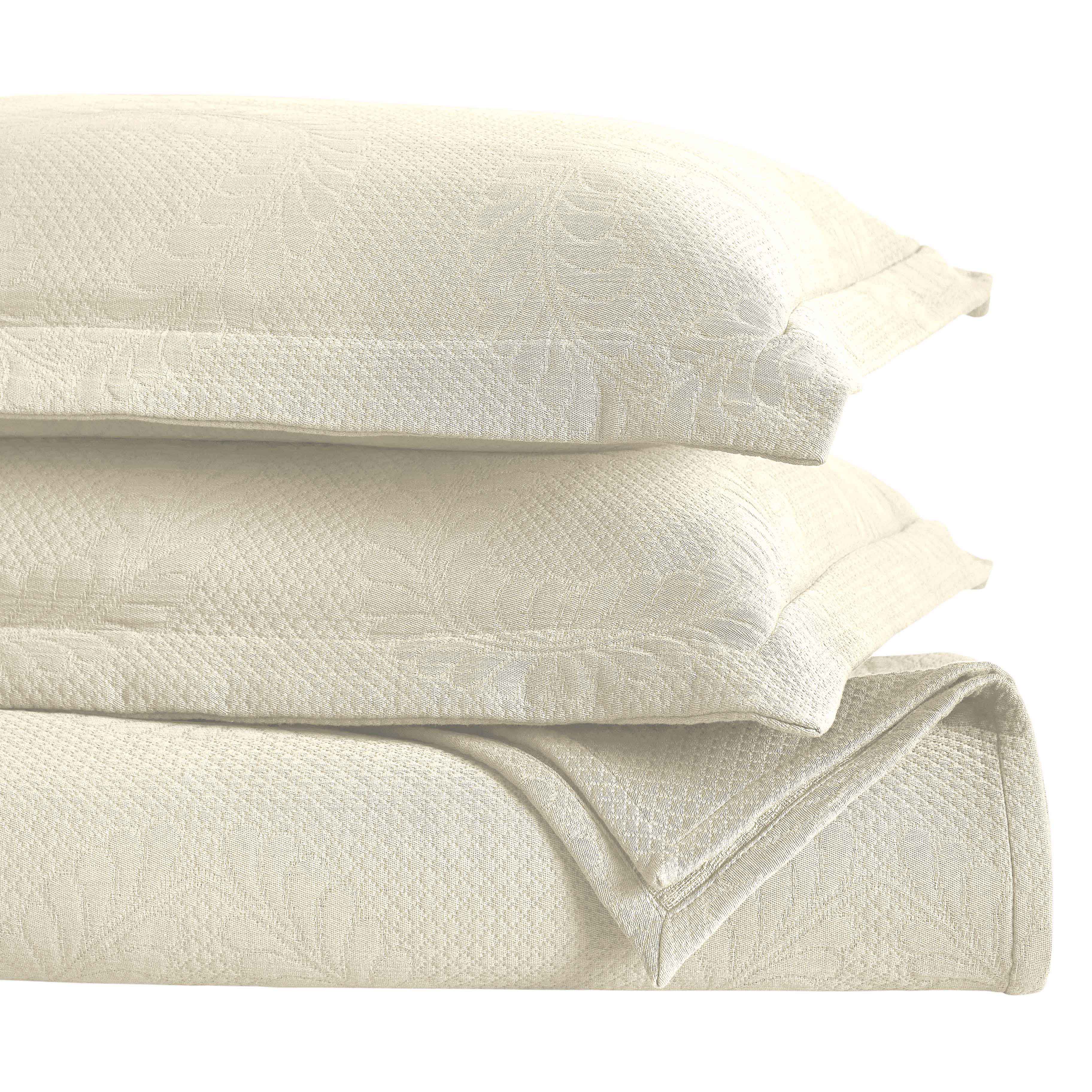 Peploi Cotton Medium Weight Matelasse Bedspread & Sham Set - Queen Size, Luxury Textured Bed Cover for Master Bedroom, Guest Room & Dorm Decor