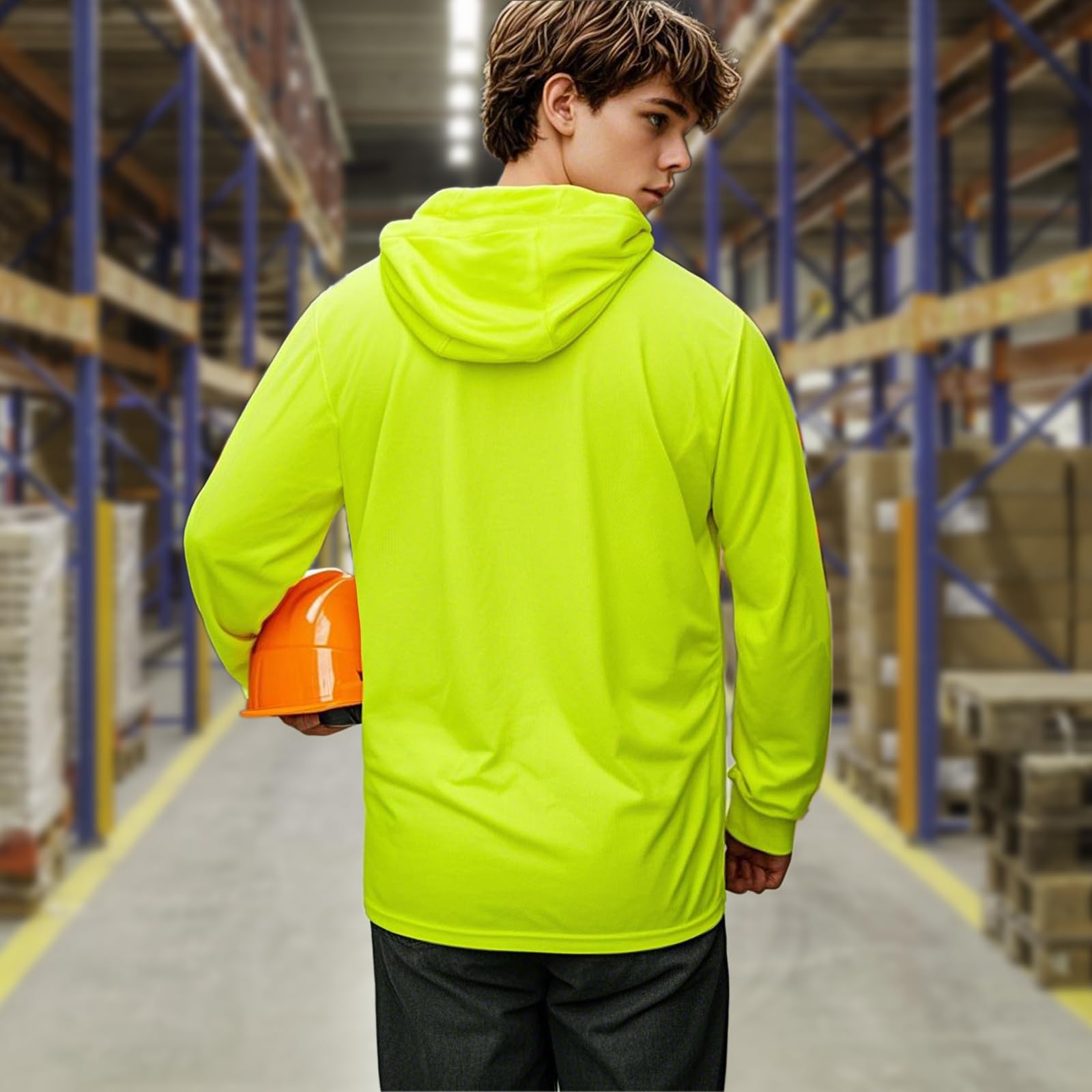High Visibility Safety Hoodie for Men & Women - 3 Pack Breathable Hi Vis Construction Shirts with Long Sleeves | OSHA Compliant Workwear for Road Crews, Night Shifts & Outdoor Jobs