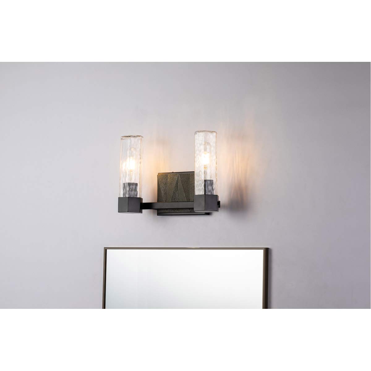 Lucas & McKearn Navarre Bathroom Vanity Light - 2-Light Black & Grey Modern Fixture for Bathroom, Powder Room, or Dressing Area