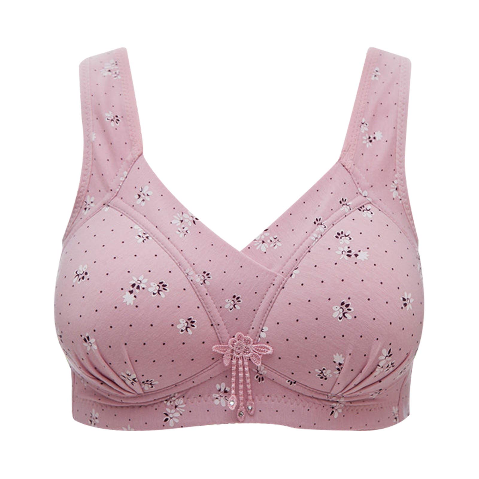 Women's Full Coverage Wireless Bras - Floral Print Push Up Lightly Lined Bralette for Daily Wear & T-Shirt | Comfortable Smoothing Underwire-Free Bra for Work, Yoga & Casual Outfits