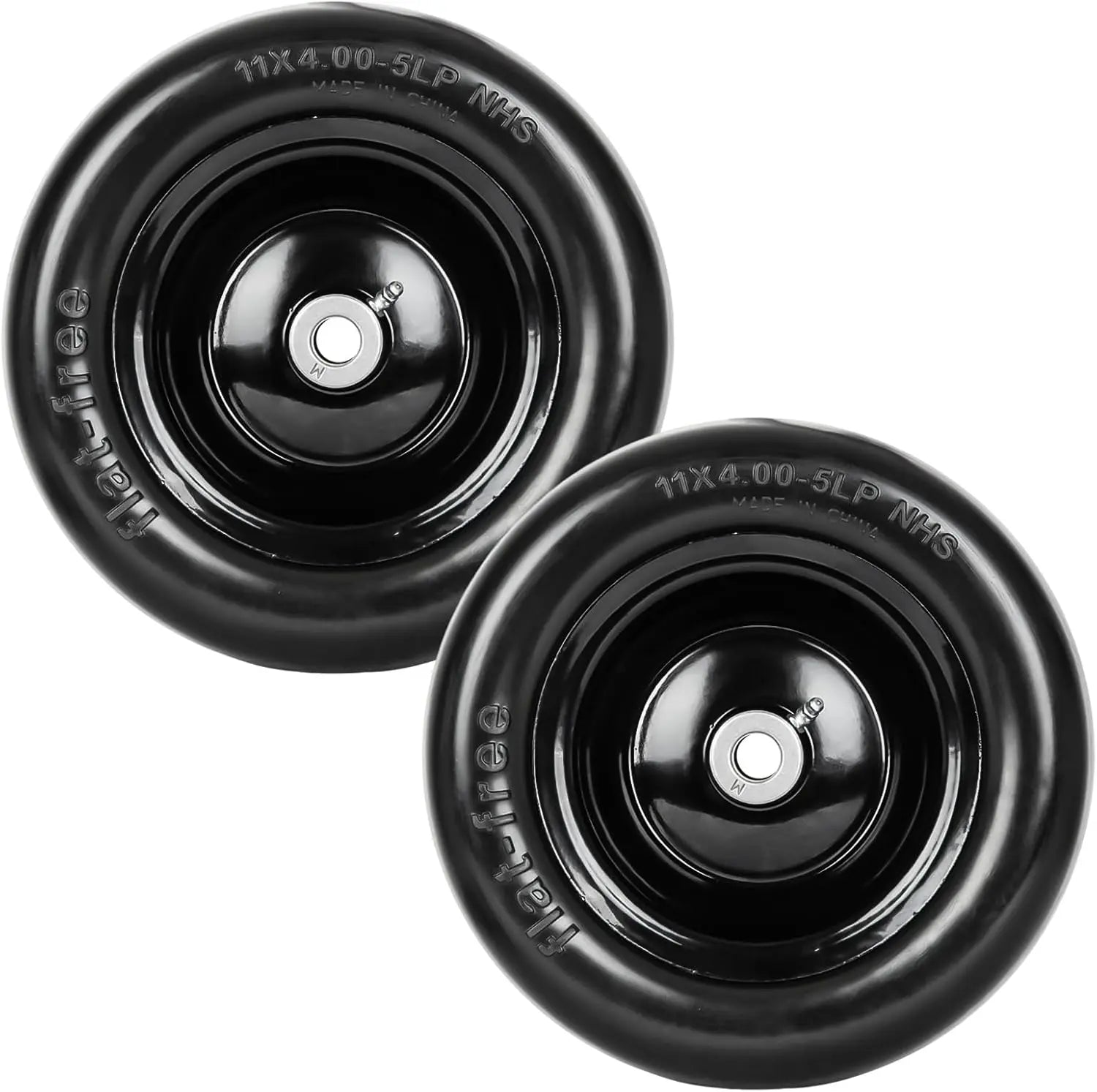 2PCS 11x4.00-5 Flat Free Lawn Mower Tires on Wheels – Universal Fit for Zero Turn Mowers, 3/4