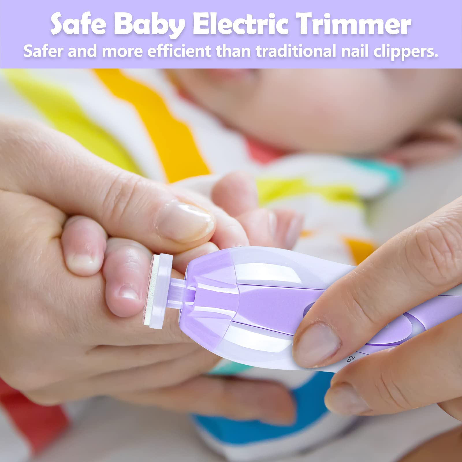 Electric Baby Nail Trimmer & Clippers Set - Safe Nail File & Manicure Kit for Newborns, Infants, Toddlers & Adults | Gentle Polish & Grooming for Perfect Baby Nails at Home or Travel