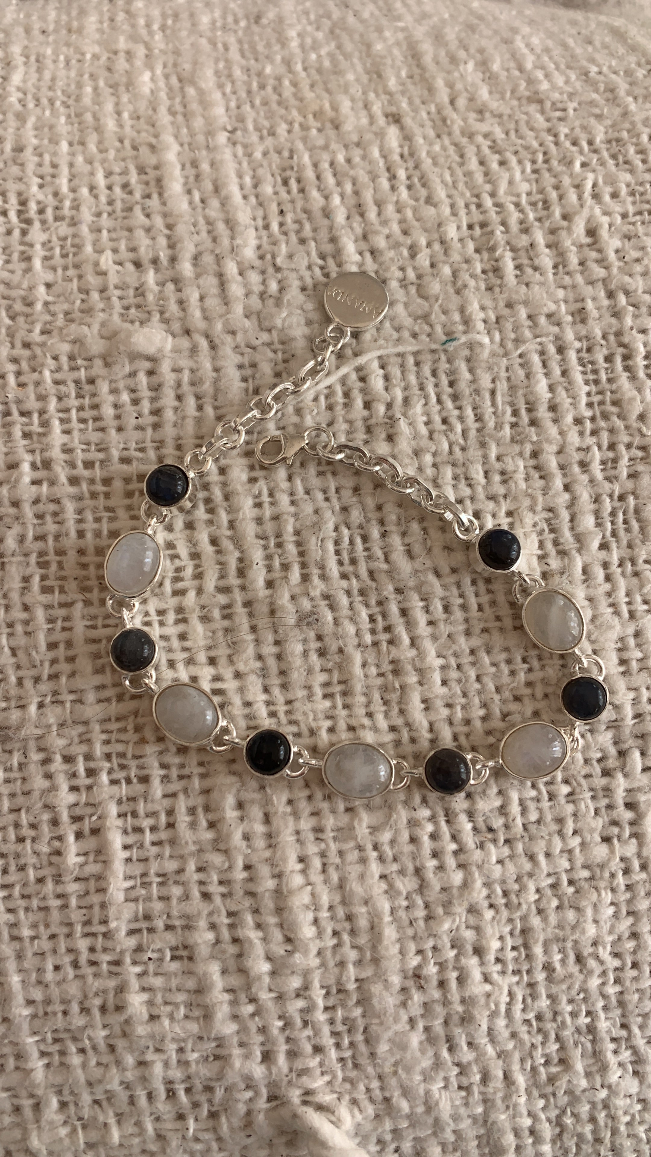 Elegant Silver Moonstone & Labradorite Gemstone Bracelet – Handmade Designer Jewelry for Women | Perfect for Boho, Wedding & Everyday Wear