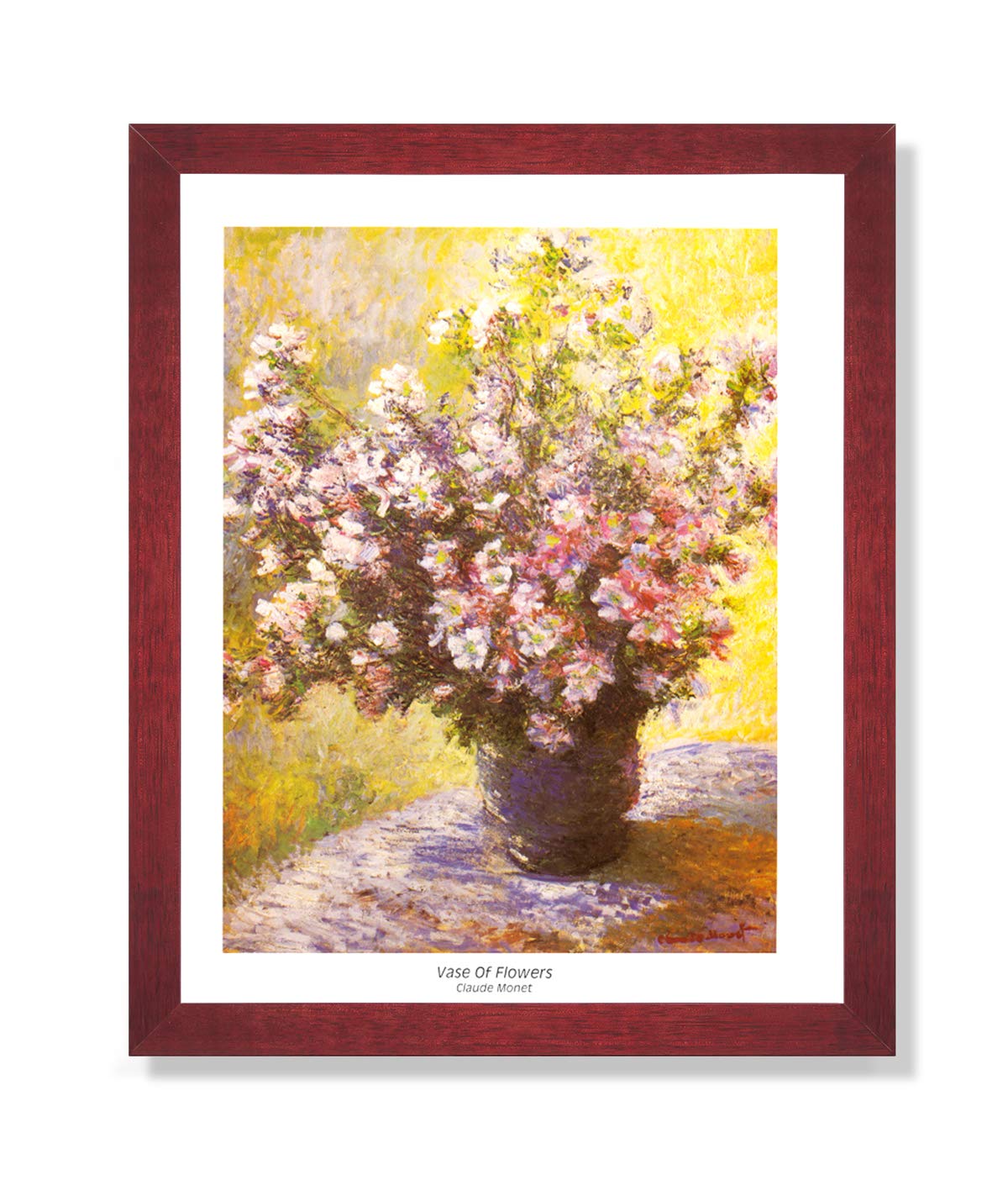 Claude Monet Vase and Flowers Framed Wall Art Print - Impressionist Home Decor for Living Room, Bedroom & Office