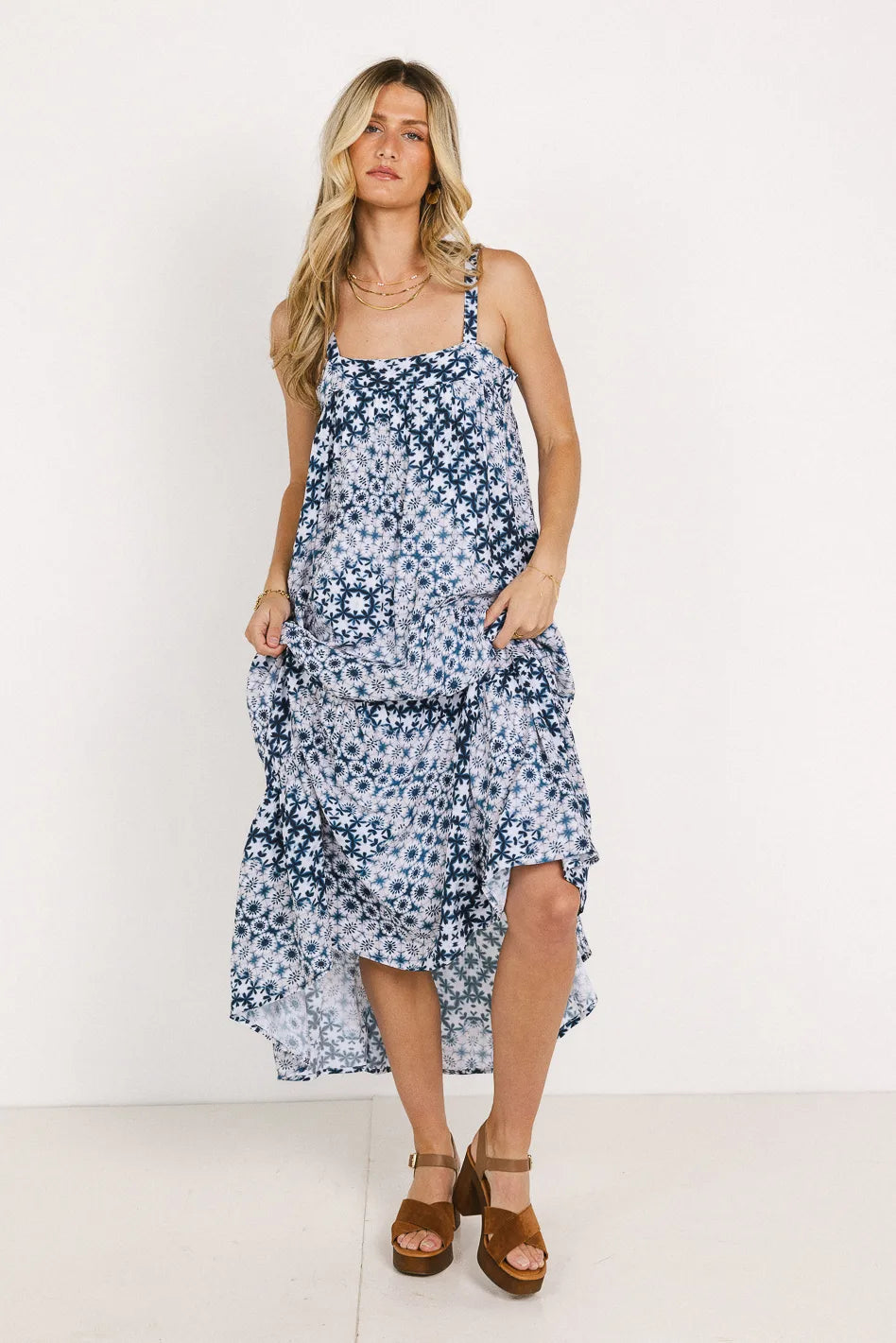 Janna Midi Dress - Women's Flowy Summer Dress with Short Sleeves | Perfect for Beach Vacations, Date Nights & Office Wear | FINAL SALE