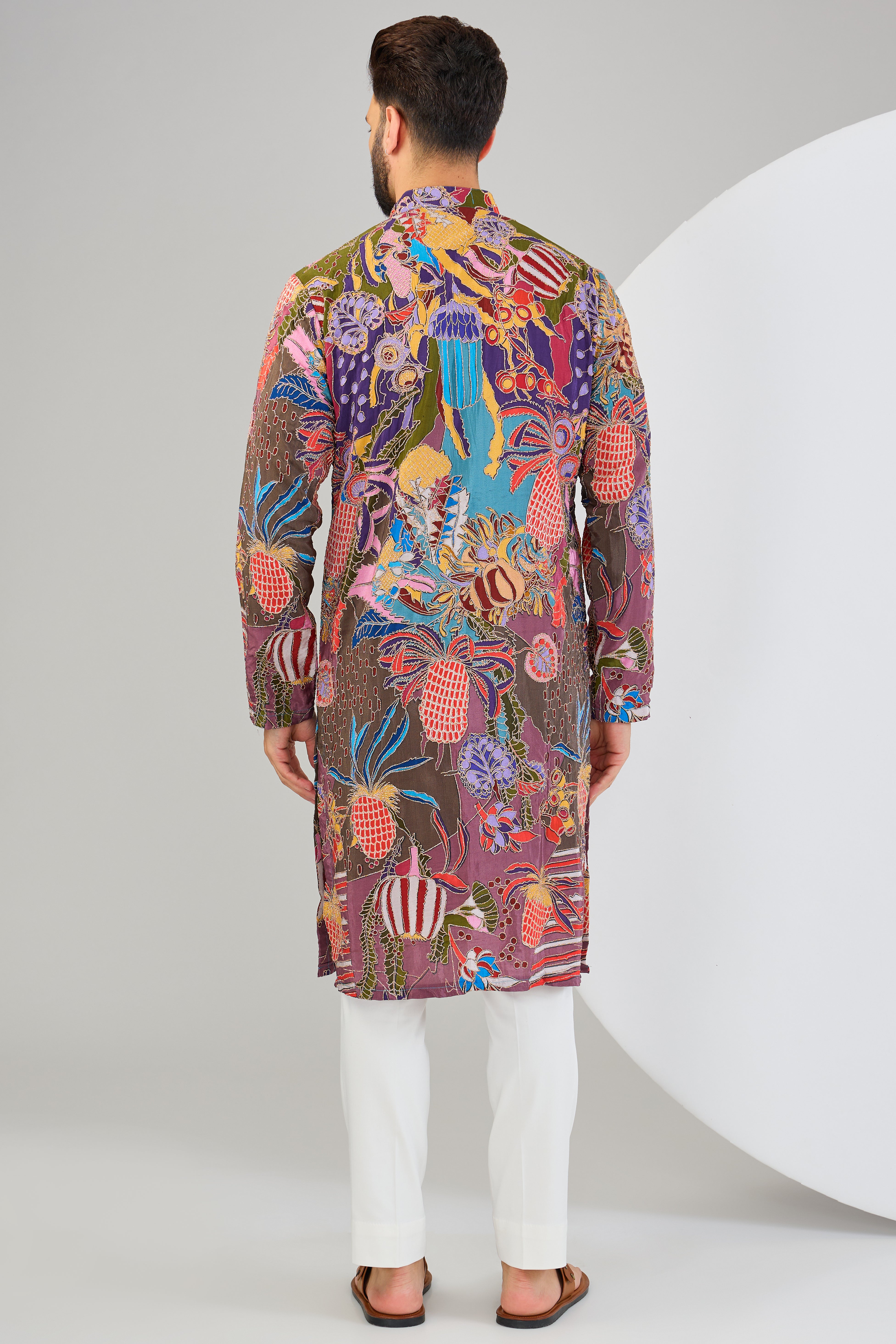Stylish Multi-Color Abstract Kurta with Elegant Zari Embroidery - Perfect for Festivals, Parties & Ethnic Fashion
