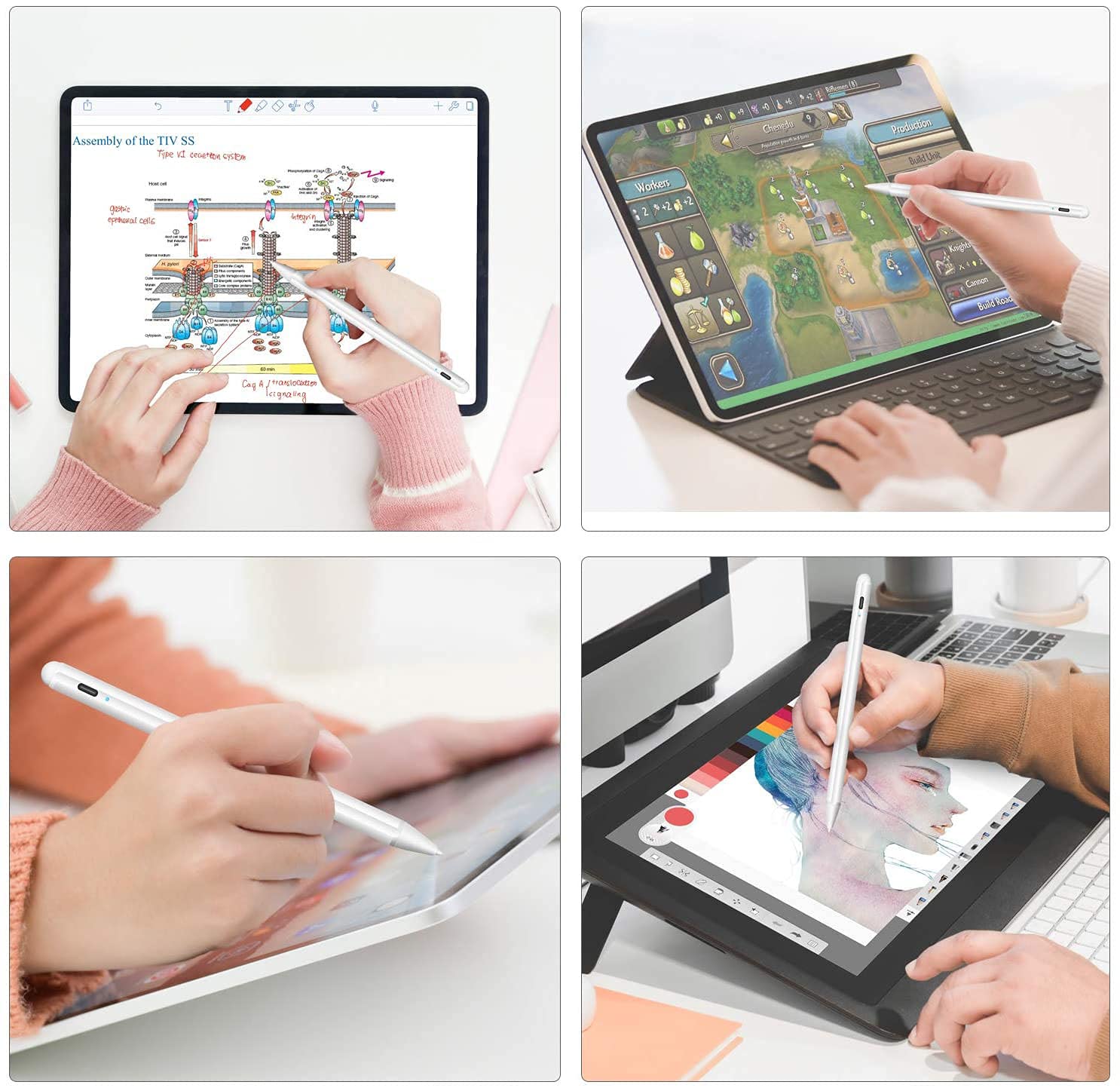 Premium Stylus Pen for iPad - Active Pencil with Palm Rejection Technology | Compatible with iPad 6/7/8th Gen, iPad Pro 11/12.9