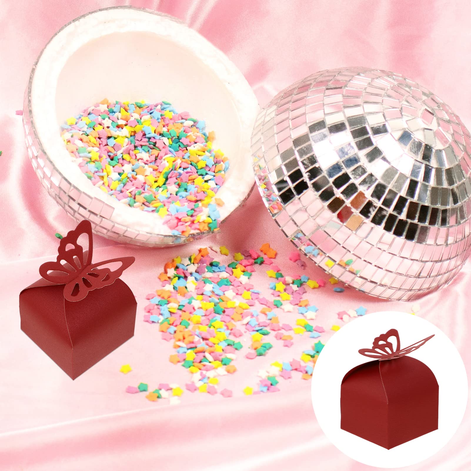 FOMIYES 50pcs Folding Candy Boxes for Wedding Favors & Gifts