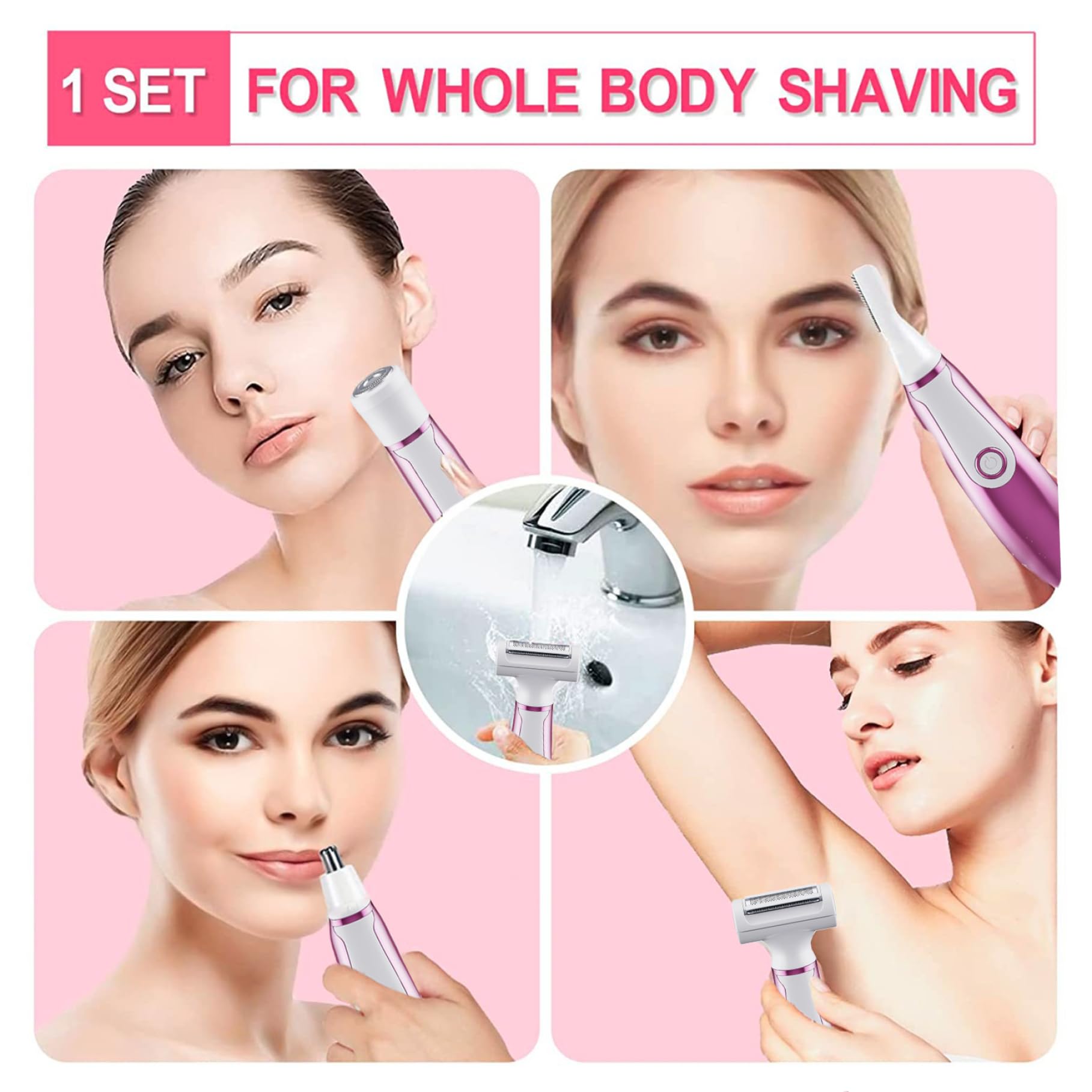 Best Rechargeable Women's Electric Shaver - 4-in-1 Painless Body & Facial Hair Remover for Face, Arms, Legs & Bikini Line | Smooth Shaving for Travel, Gym & Daily Use