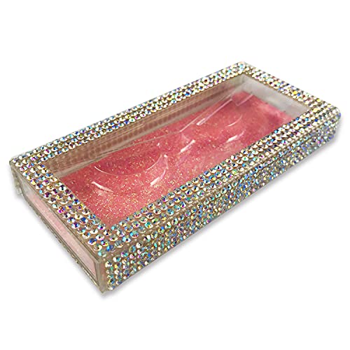 12-Piece 3D False Eyelash Storage Box Set with Rhinestone Decor, Glitter Paper & Clear Trays - Empty Eyelash Case for Women & Girls (Colorful - 12pcs) | Perfect for Salon Professionals, Makeup Artists & Home Organization