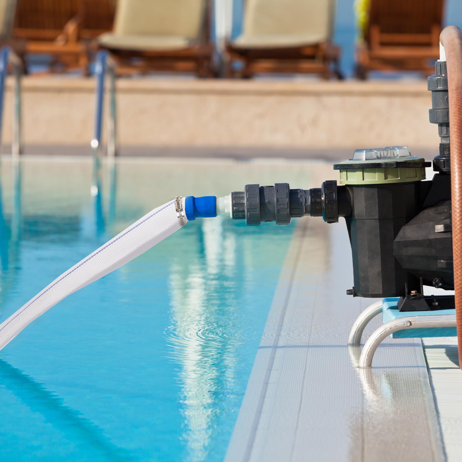 2IN x 164FT Heavy Duty Pool Backwash Hose - Weatherproof & Burst Resistant LayFlat Drain Discharge Garden Hose with 2 Clamps - Perfect for Water Transfer, Sump Pump, Pool Filter, and Pool Drain - Ideal for Swimming Pool Maintenance, Flood Control, and Garden Irrigation