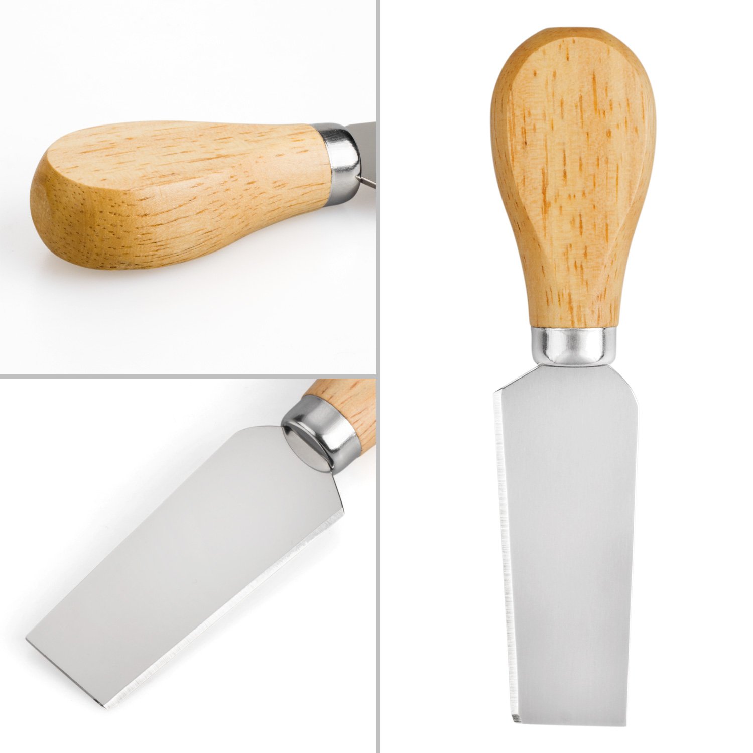 Premium 4-Piece Stainless Steel Cheese Knife Set - Cheese Knife, Fork, Slicer & Butter Knife - Perfect for Charcuterie Boards, Wine Pairings & Cheese Tasting Parties - Elegant Cheese Tools for Entertaining & Gourmet Food Presentation