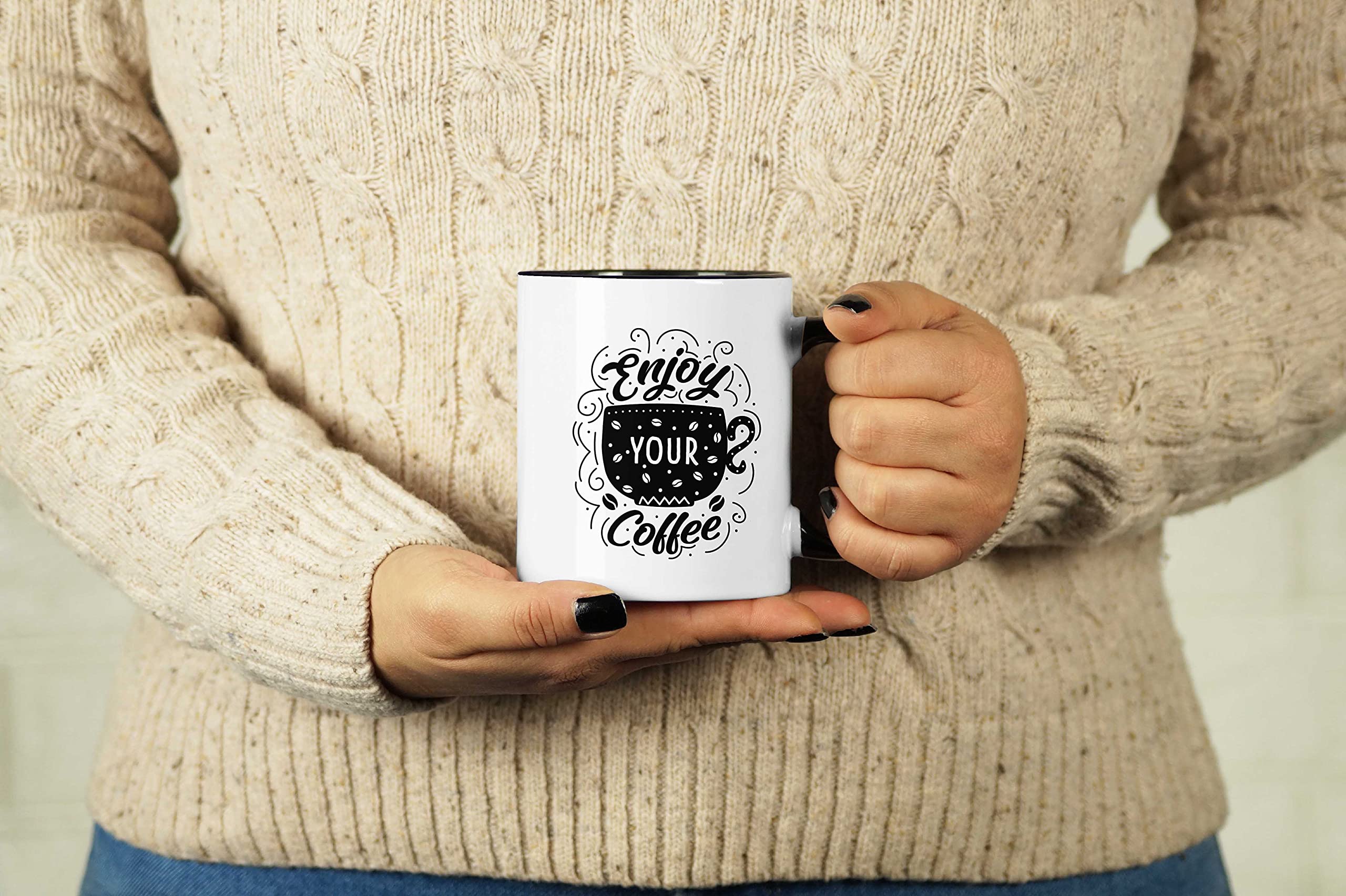 11 Oz Ceramic Coffee Mug - Funny Novelty Gift for Coffee Lovers, Perfect for Brides - Black (AJ) - Ideal for Home, Office & Gifts